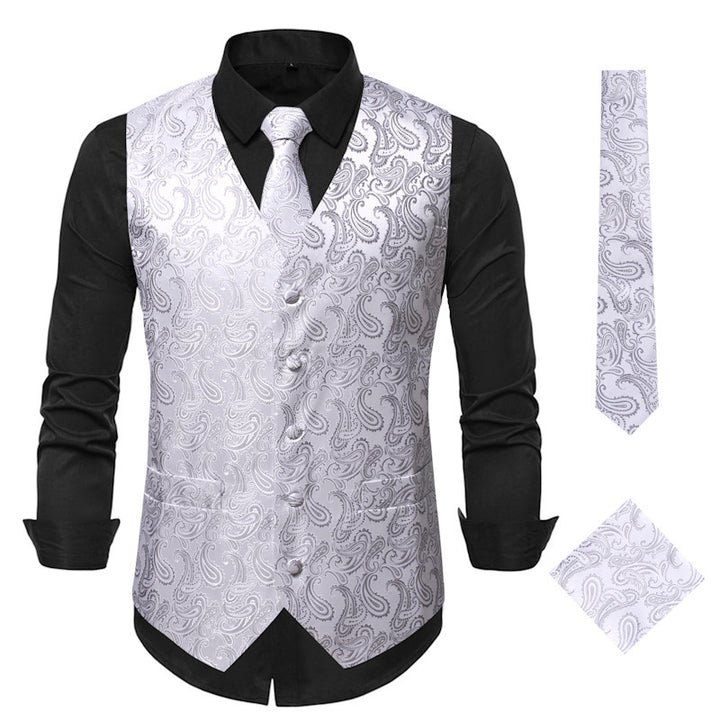 Elegant waistcoat for men with a stylish paisley pattern and matching accessories Lune London
