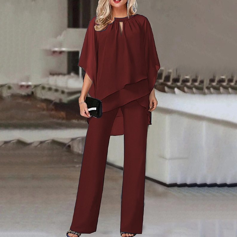 Ladies Elegant Layered Chic Chiffon Tunic Set