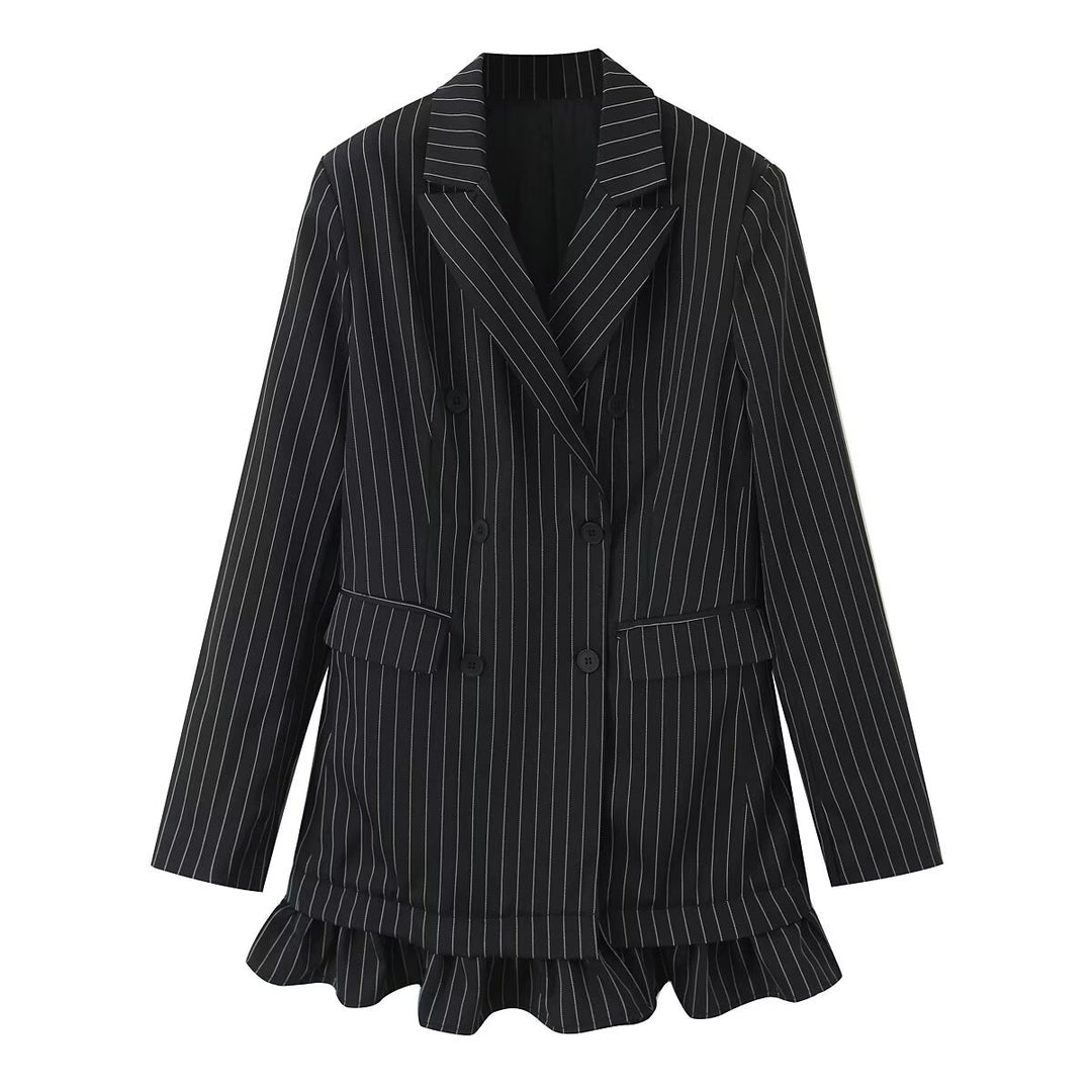 Veste blazer rayée pour femmes avec ourlet volumineux Chic & Stil