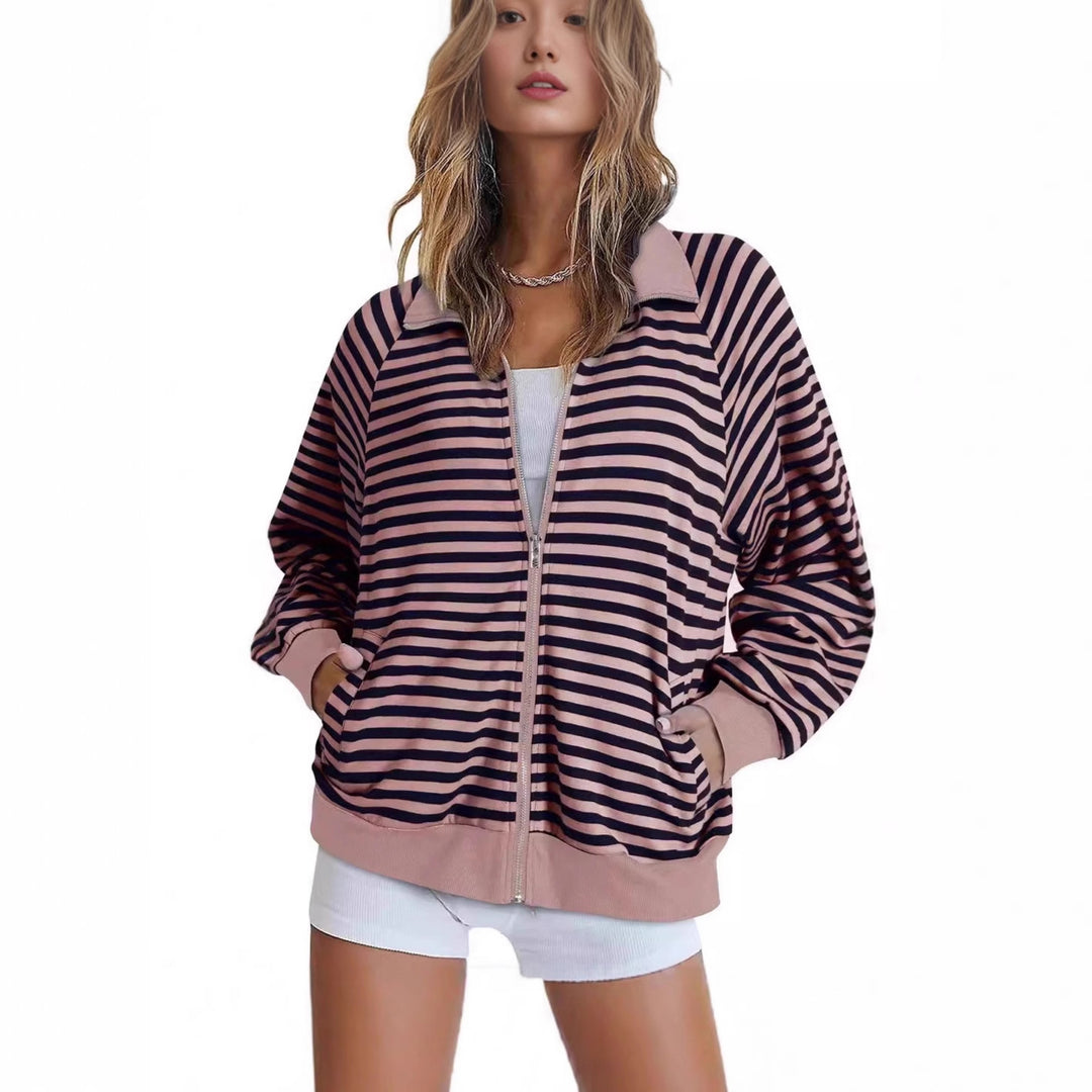 Women Casual Sporty Knit Jacket with Zipper Lune London