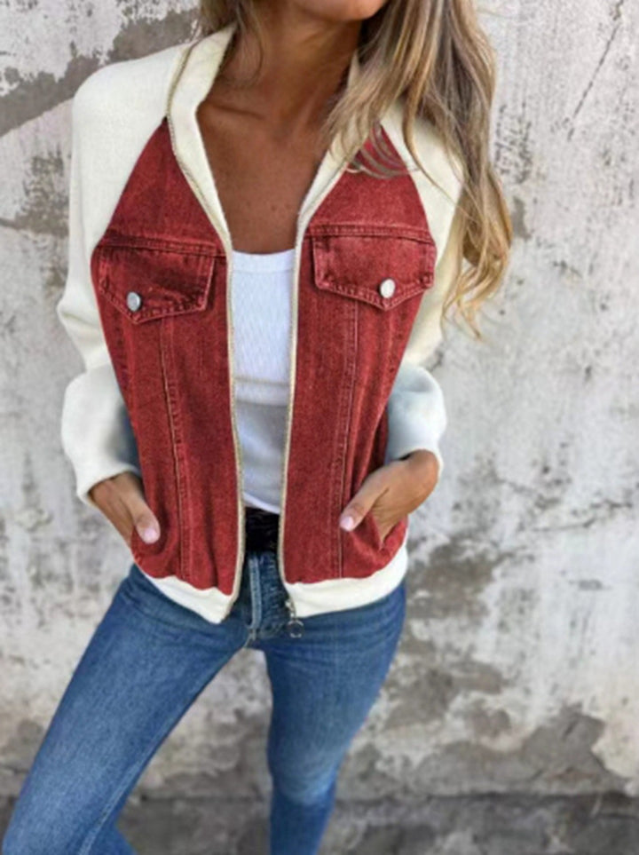 Casual sweatshirt jacket for women with denim style and fleece sleeves Lune London