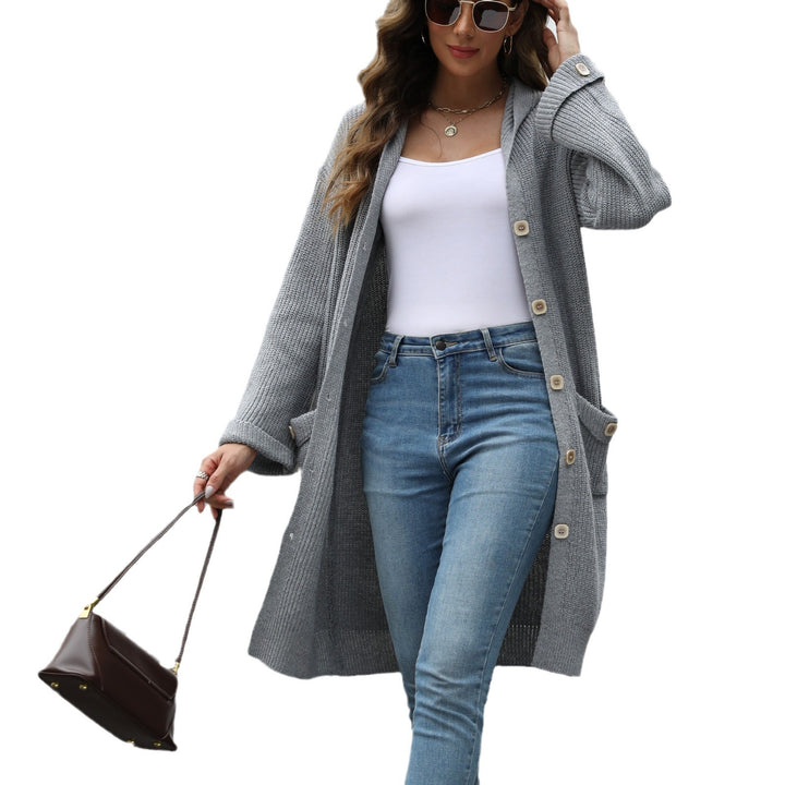 Ladies chunky knit-CARDIGAN with practical button details and wide sleeves Lune London