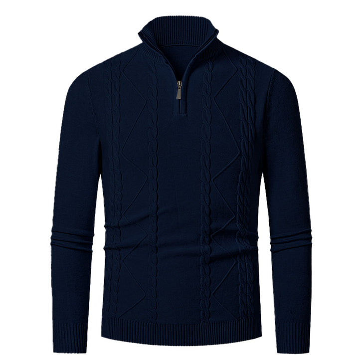 Knitted pull for men with half zip and textured pattern Lune London