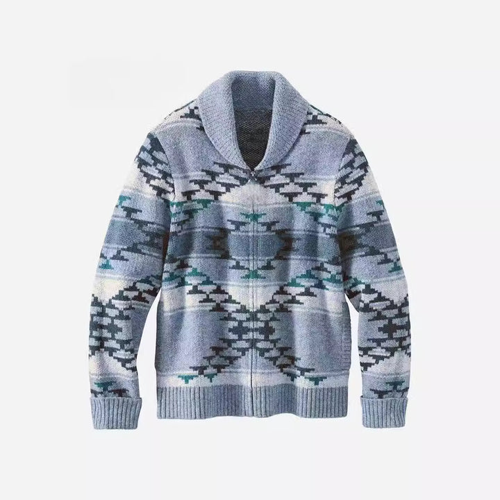 Ladies comfortable vest with high collar and geometric pattern Lune London