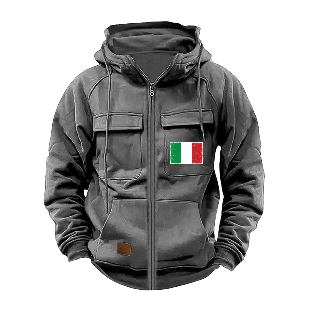 Trendy hooded jacket for men with practical pockets and adjustable collar Lune London