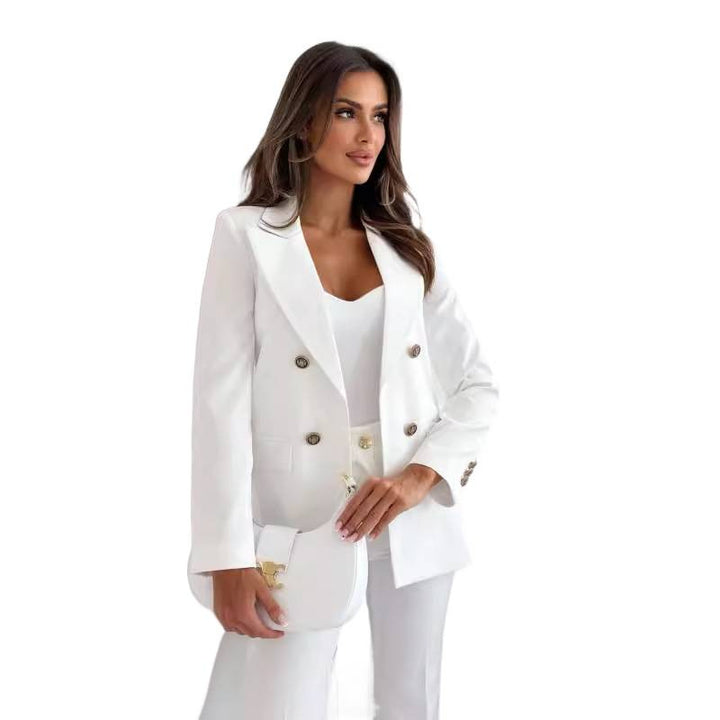 Veste élégante pour femmes à double boutonnage avec boutons dorés Lune London