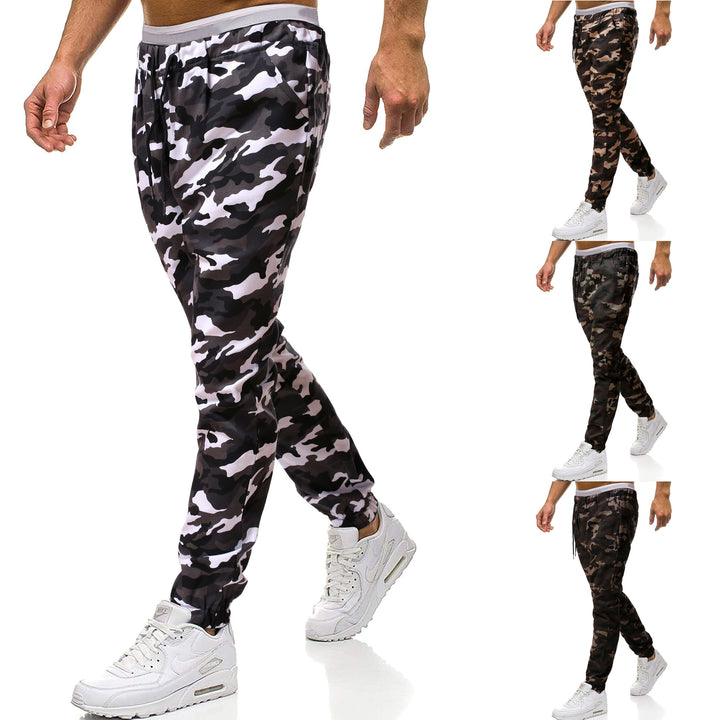 Men's cargo pants with a stylish camouflage design and an elastic waistband Lune London
