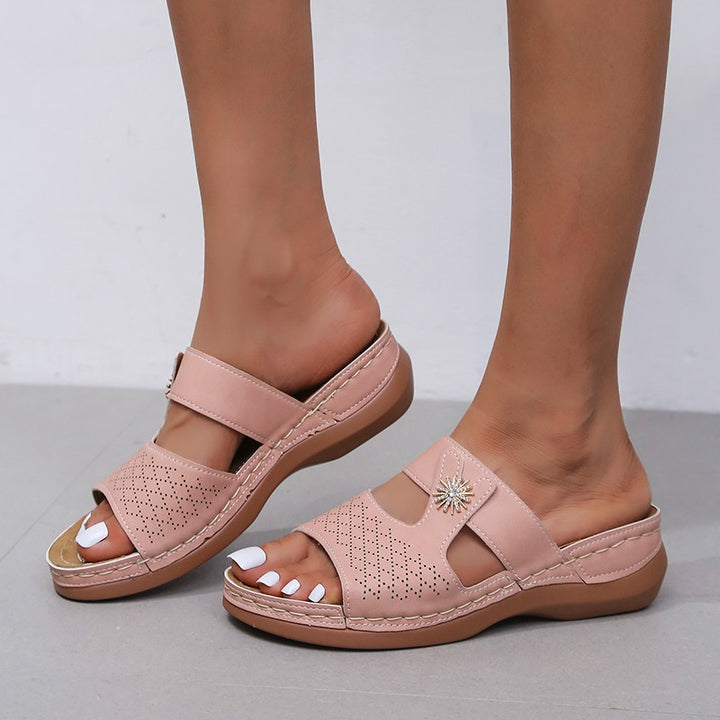 Ladies Comfortable Slippers with Fashionable Floral Detail Lune London