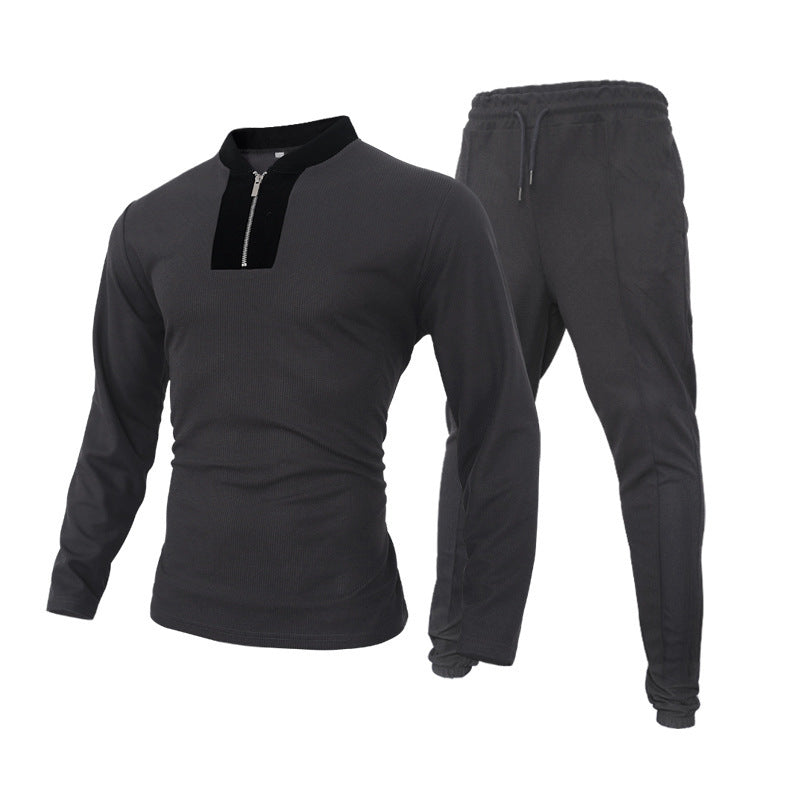 Men's Two-Piece Tracksuit with High Collar and Zipper Lune London