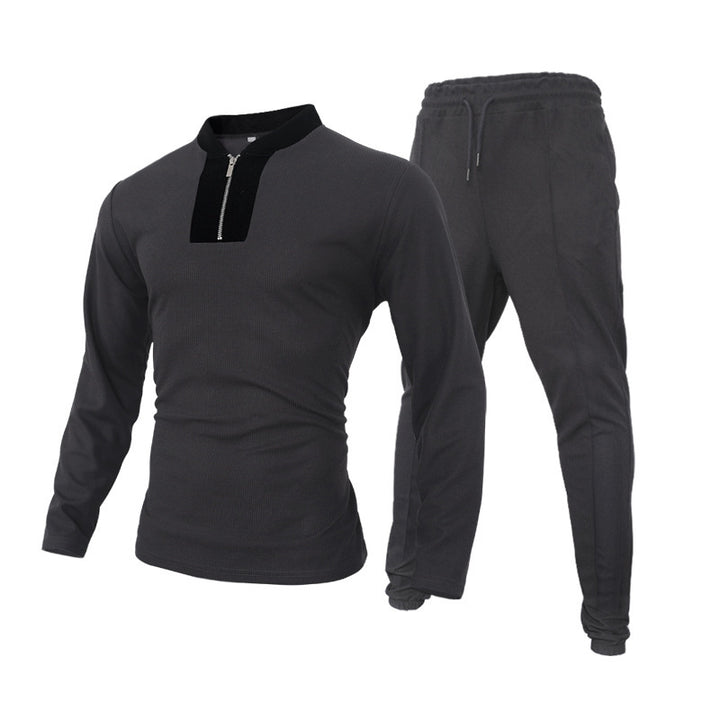 Men's Two-Piece Tracksuit with High Collar and Zipper Lune London