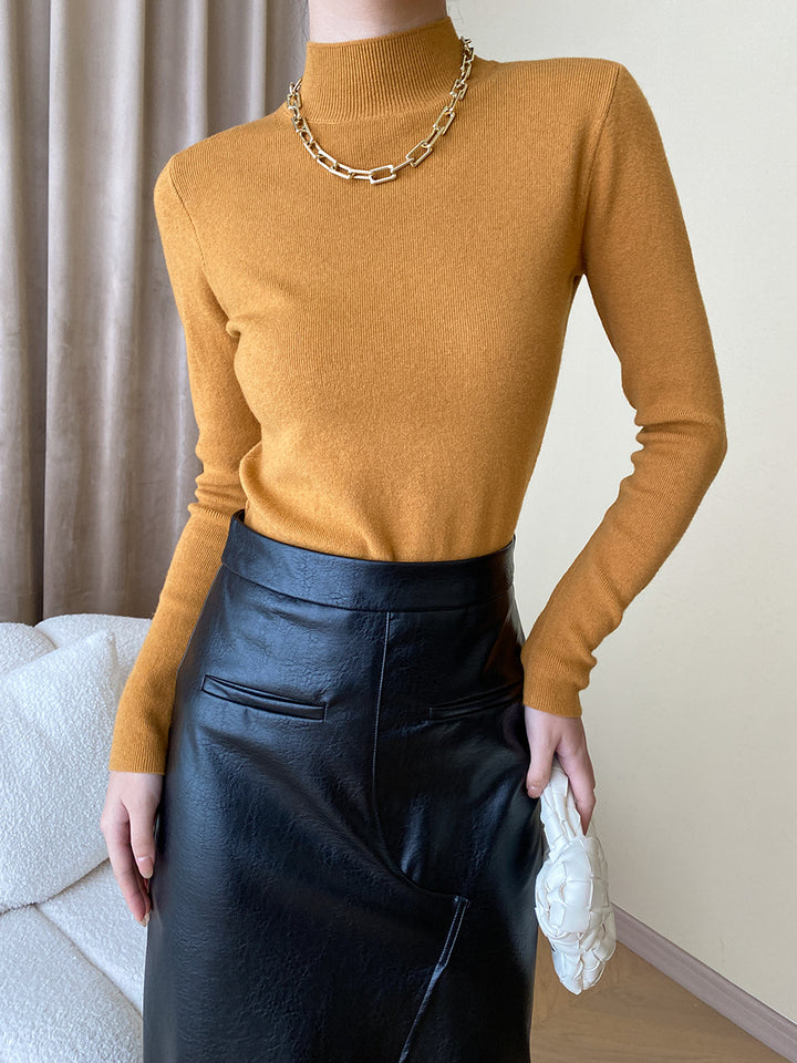 Ladies fitted turtleneck top made of fine ribbed knit Chic & Stil
