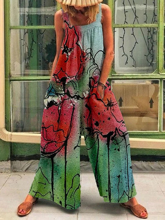 Loose jumpsuit with artistic print Lune London