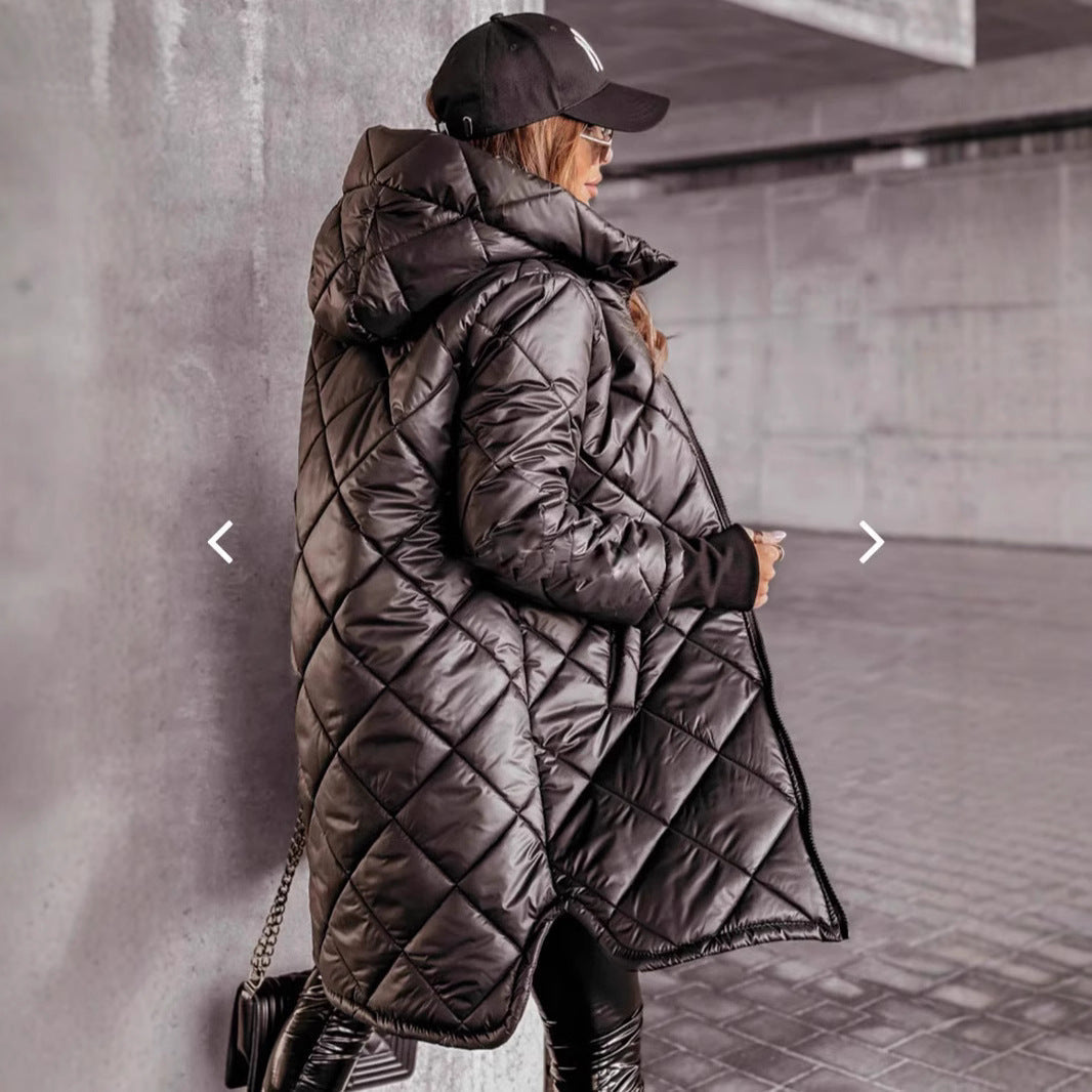 Women's Casual Quilted Jacket with Hood and Practical Pockets Lune London