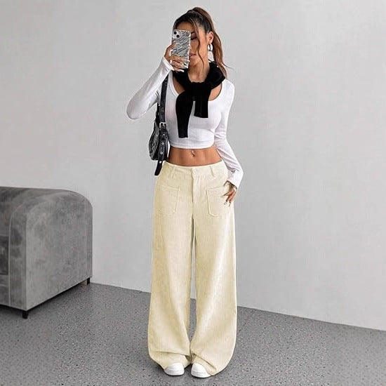 Pantalon en corduroy large pour femmes Chic & Stil