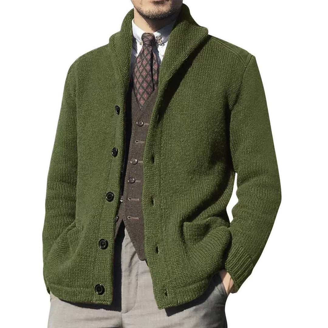 Men's knit jacket with a stylish collar and chic button details