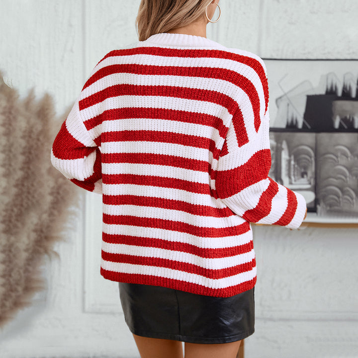 Casual striped sweater for women with soft structured knit Lune London