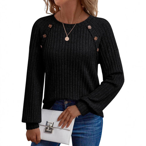 Knitted sweater for women with decorative buttons and fine ribbed structure Lune London