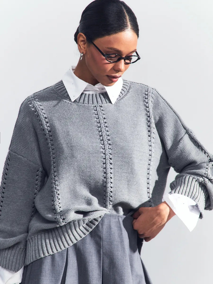 Oversized knitted sweater for women with an airy structure and special details Lune London