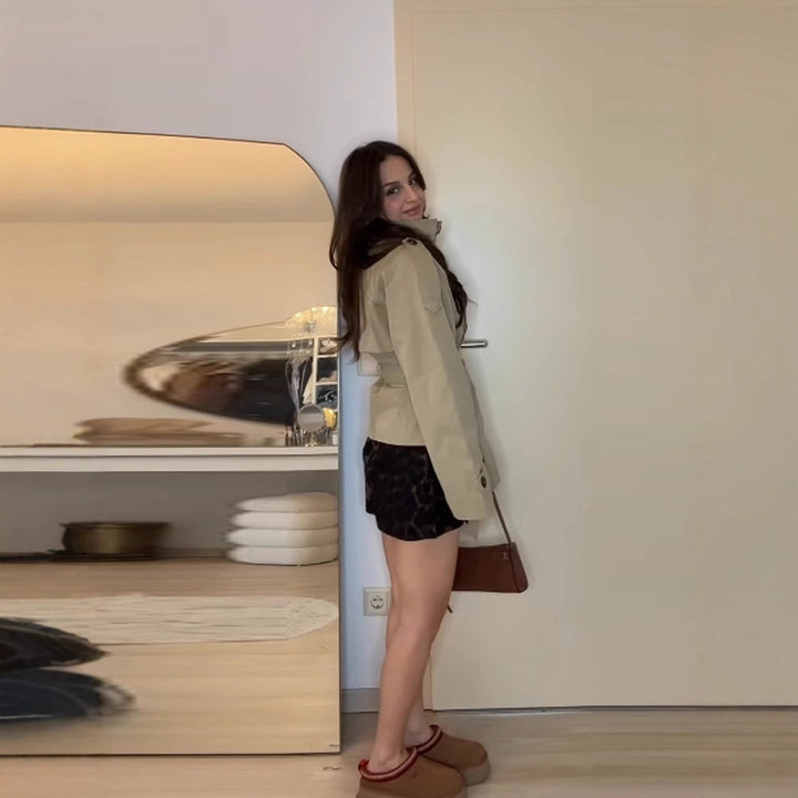 Veste trench à la mode pour femmes avec ceinture à la taille Chic & Stil