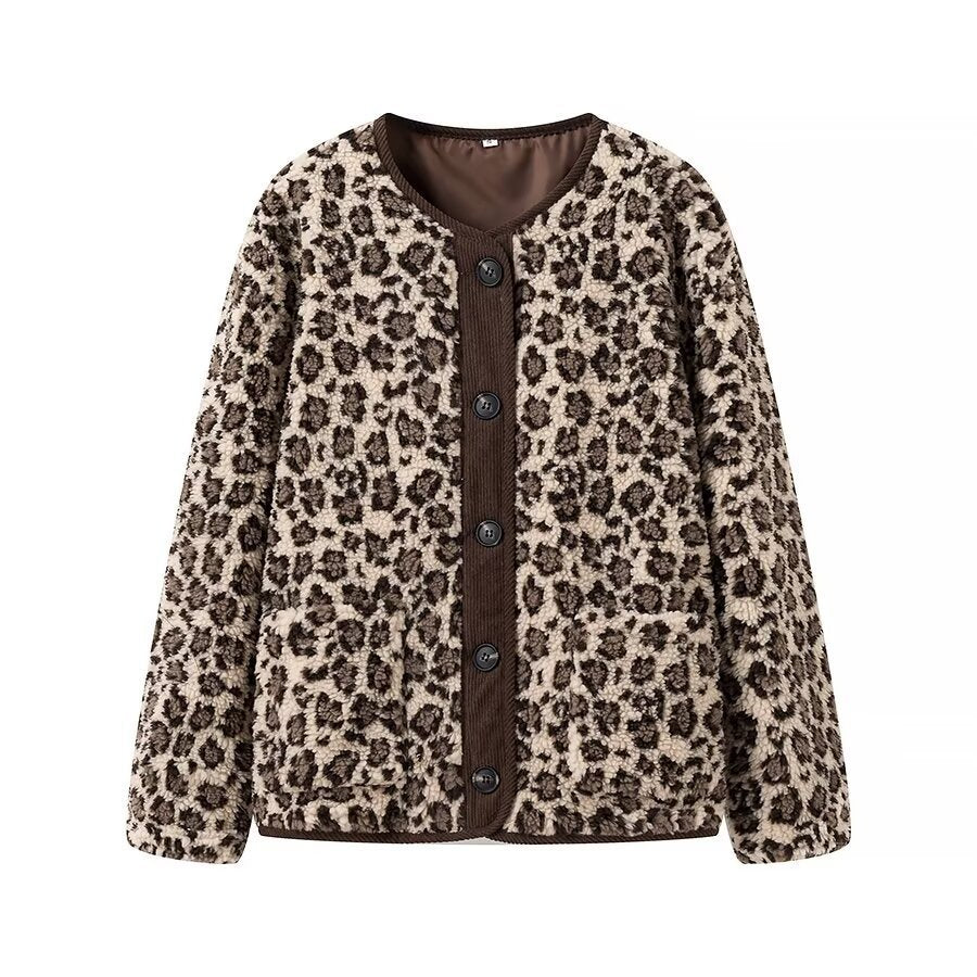 Veste en peluche à motif léopard pour femmes Chic & Stil