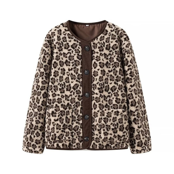 Veste en peluche à motif léopard pour femmes Chic & Stil