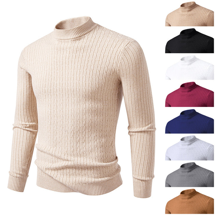 Men's turtleneck sweater with textured cable design Lune London