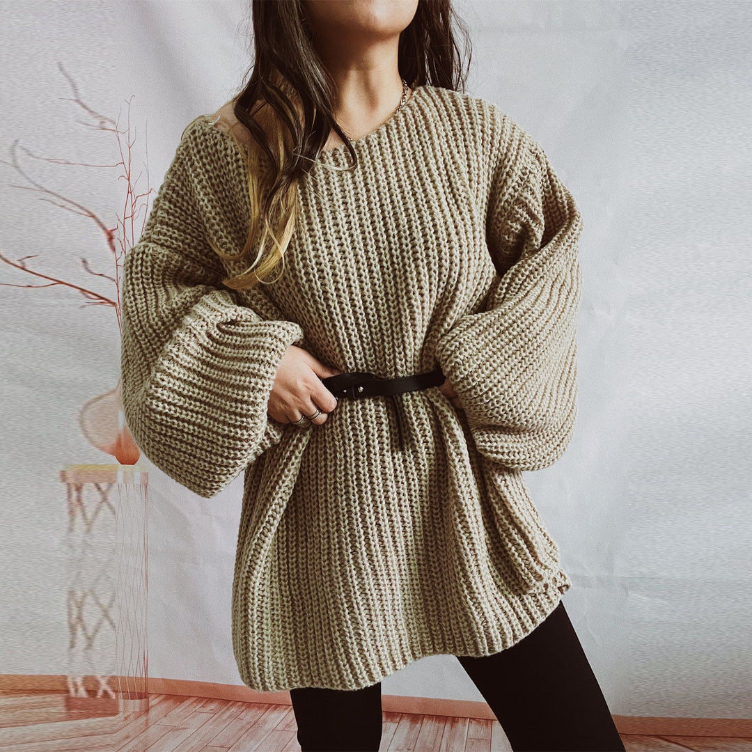 Pull en maille décontracté pour femmes avec coupe ample et épaules retroussées Chic & Stil