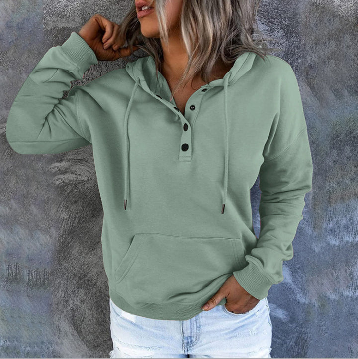 Ladies hoodie with integrated button placket Lune London