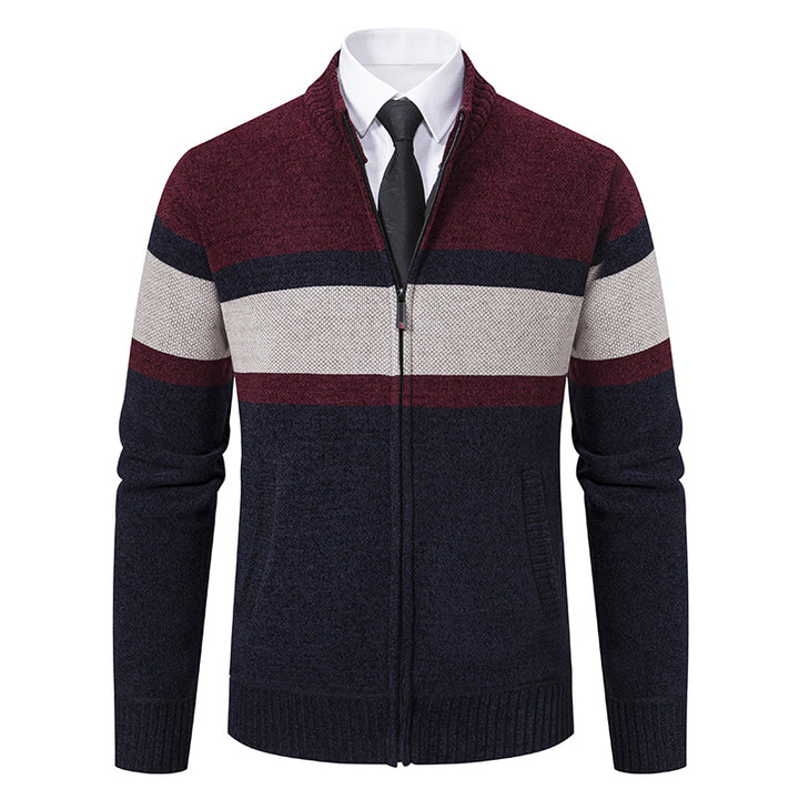 Men's knitted jacket with textured design and high collar Lune London