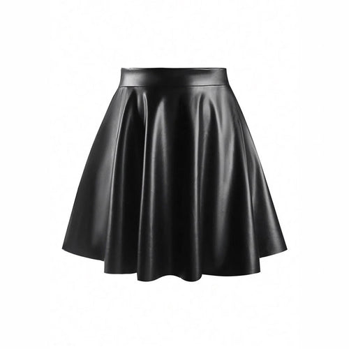 Women's Faux Leather Party Skirt with Flared Hem and High Waist Lune London