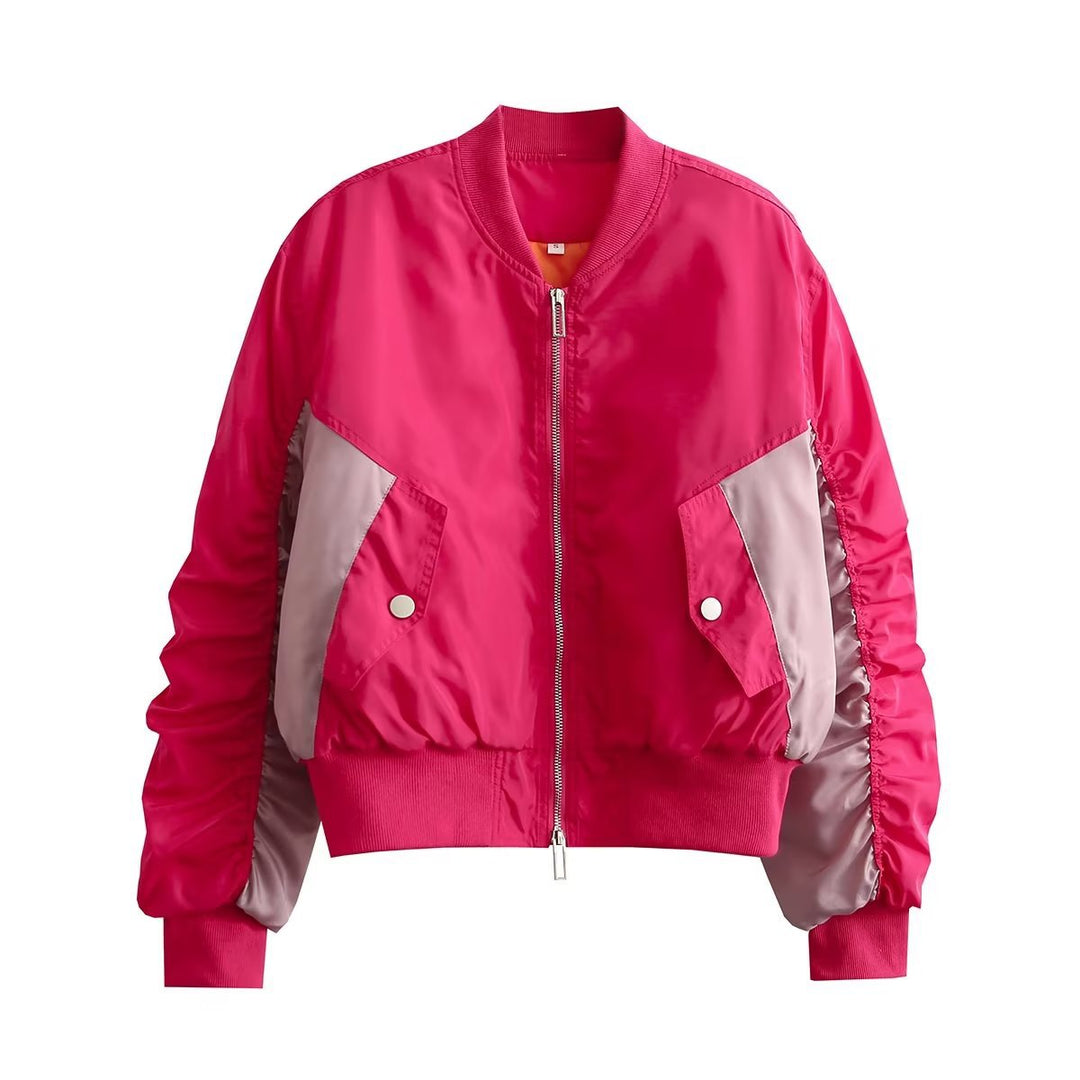 Trendy women's bomber jacket with textured design and practical pockets Lune London