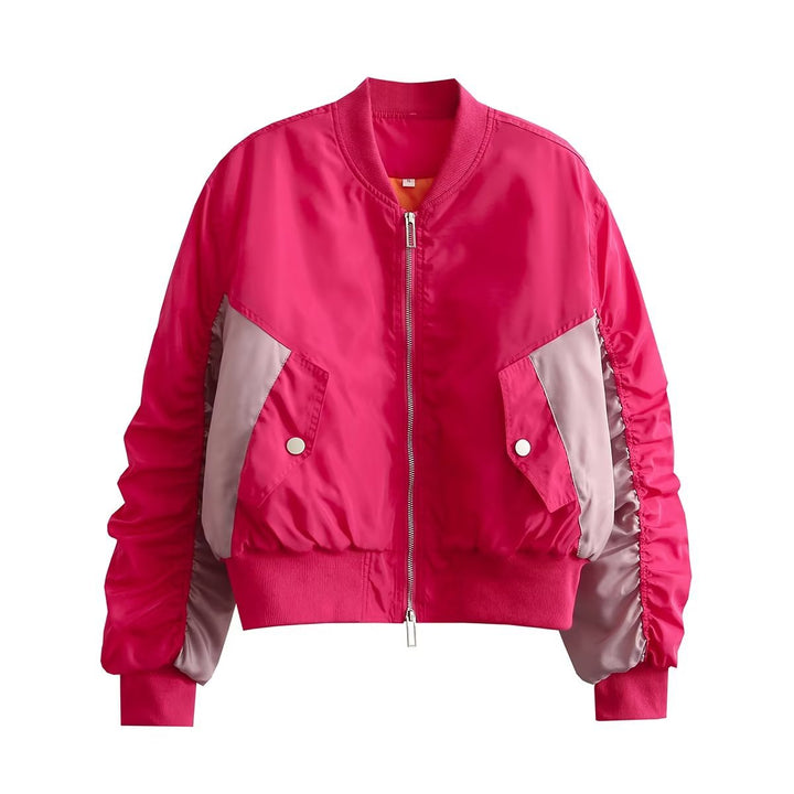 Trendy women's bomber jacket with textured design and practical pockets Lune London