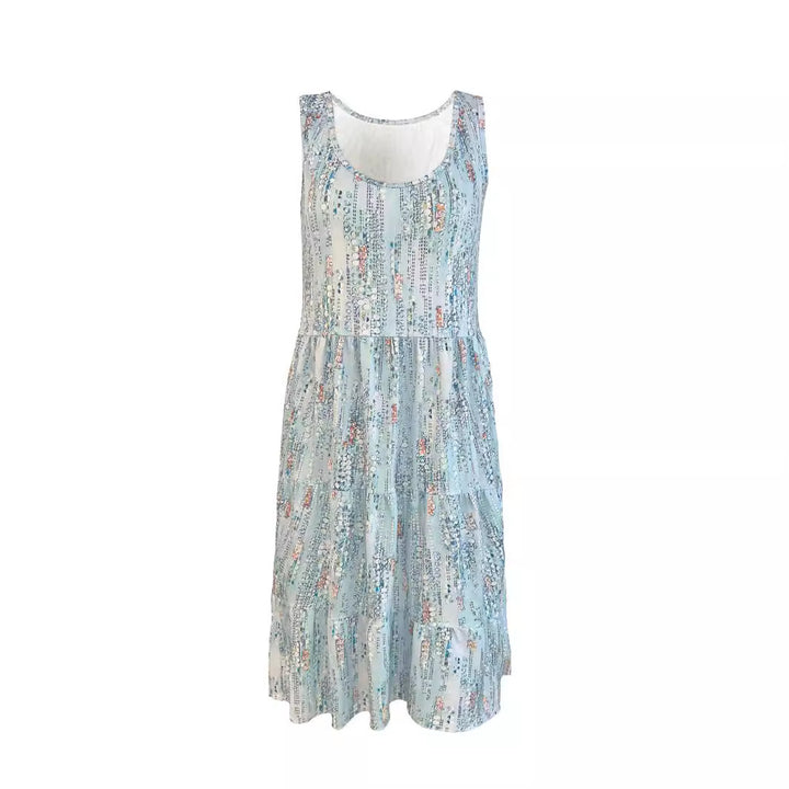 Ladies' airy leisure dress with floating ruffle and playful print Lune London