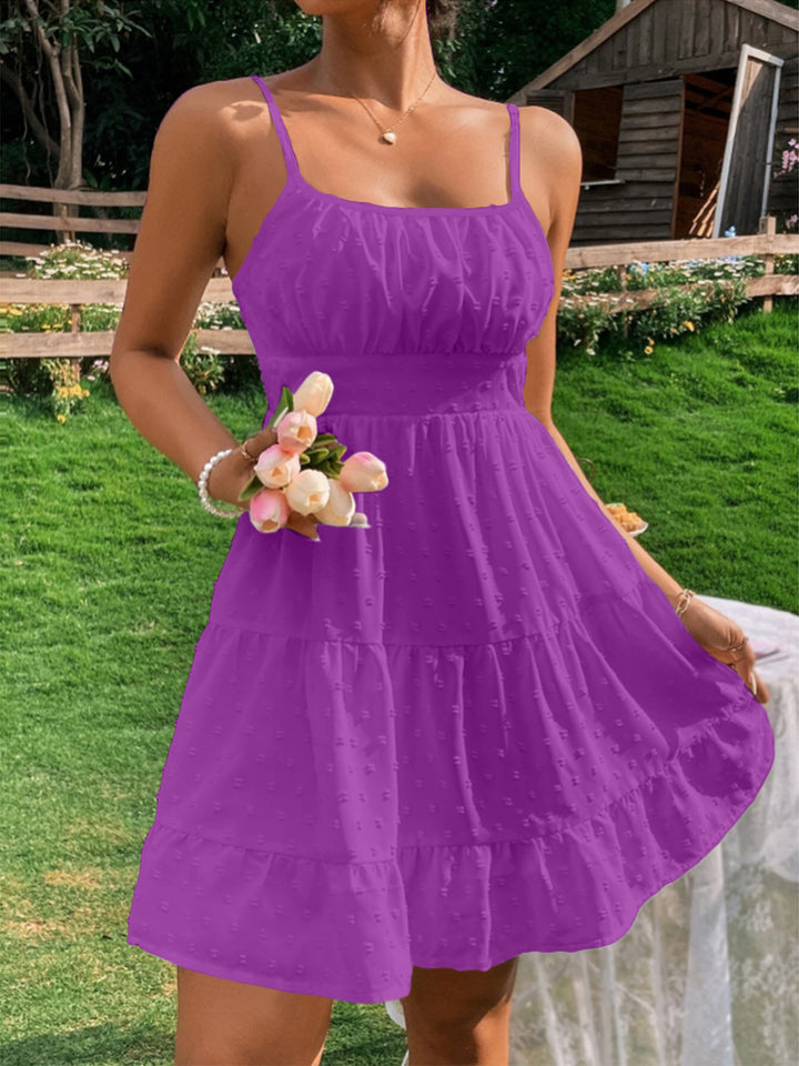 Summer dress for women with ruffles and adjustable spaghetti straps Lune London