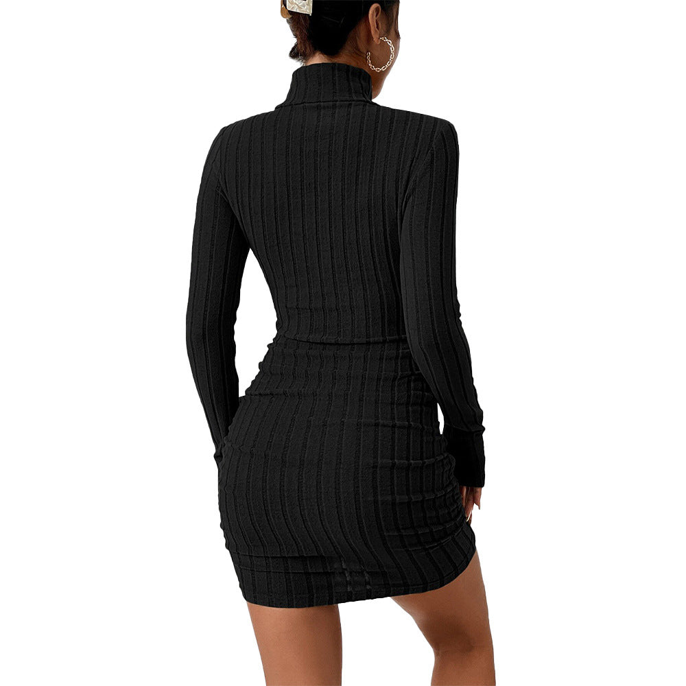 Robe mini en tricot pour femme avec col montant et manches longues Chic & Stil