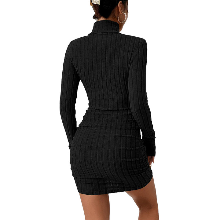 Robe mini en tricot pour femme avec col montant et manches longues Chic & Stil