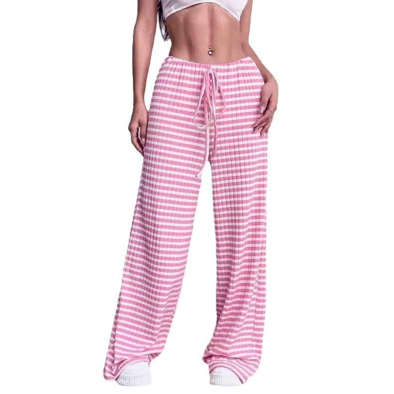 Wide plaid trousers for women with elastic waistband Lune London