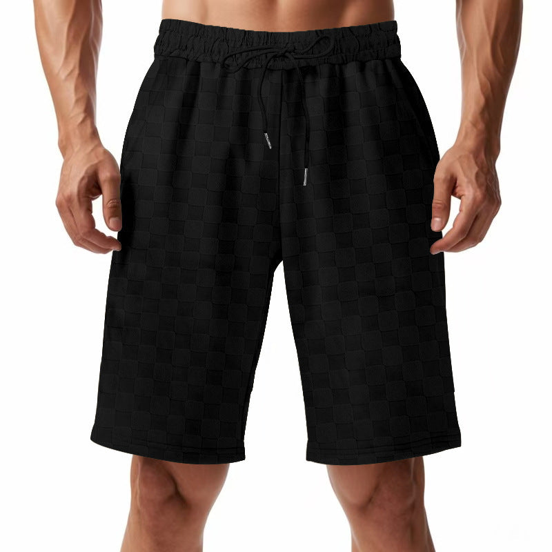 Casual beach shorts for men with elastic waistband and modern checked pattern Lune London