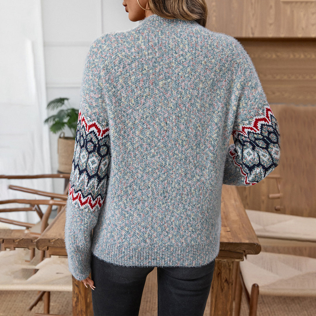 Sweater knitted for women with geometric pattern and loose fit Lune London