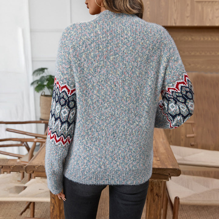 Sweater knitted for women with geometric pattern and loose fit Lune London