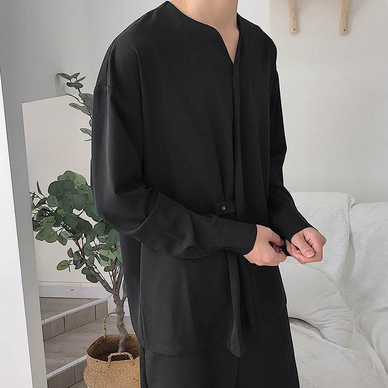 Men's casual long sleeve t-shirt with innovative high collar and practical pockets Lune London