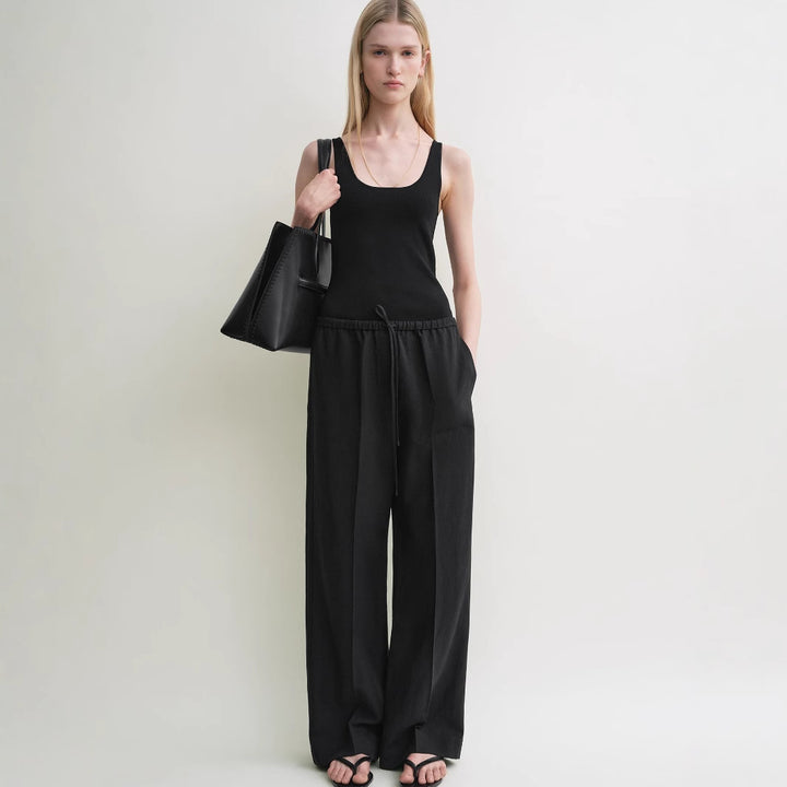 Ladies casual jersey pants with elastic waistband Lune London