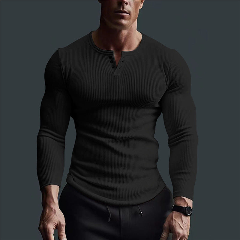 Fitted long sleeve shirt for men with ribbed structure and button placket Lune London