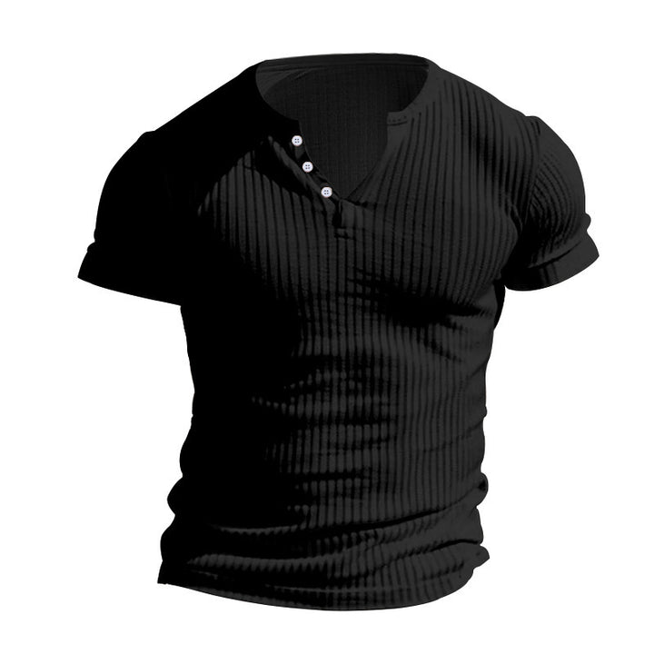 Men's Short Sleeve Henley T-Shirt with Textured Design Lune London