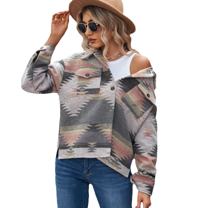 Summer shirt for women in high-quality wool blend with a trendy pattern and practical pockets Lune London
