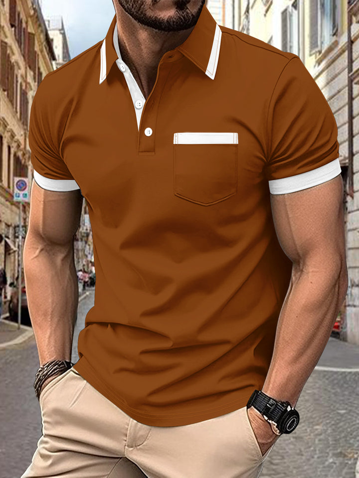 Men's modern polo with contrast collar Lune London