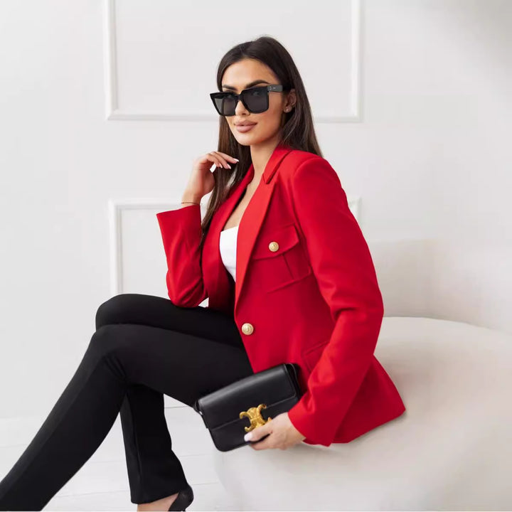 Ladies Elegant Double-Breasted Jacket with Practical Pockets Lune London