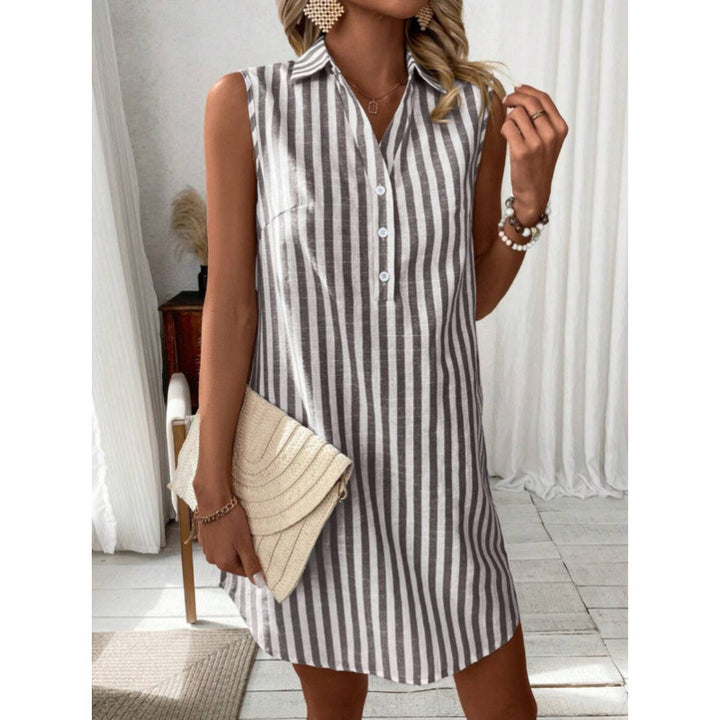 Casual shirt dress for women with button details and striped pattern Lune London