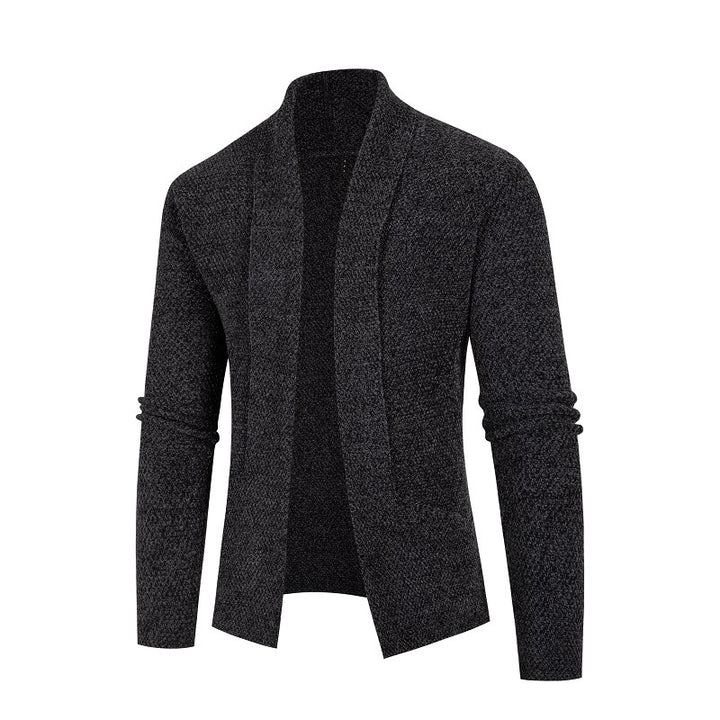 Men's knitted jacket with a modern shawl collar and a fine textured pattern Lune London