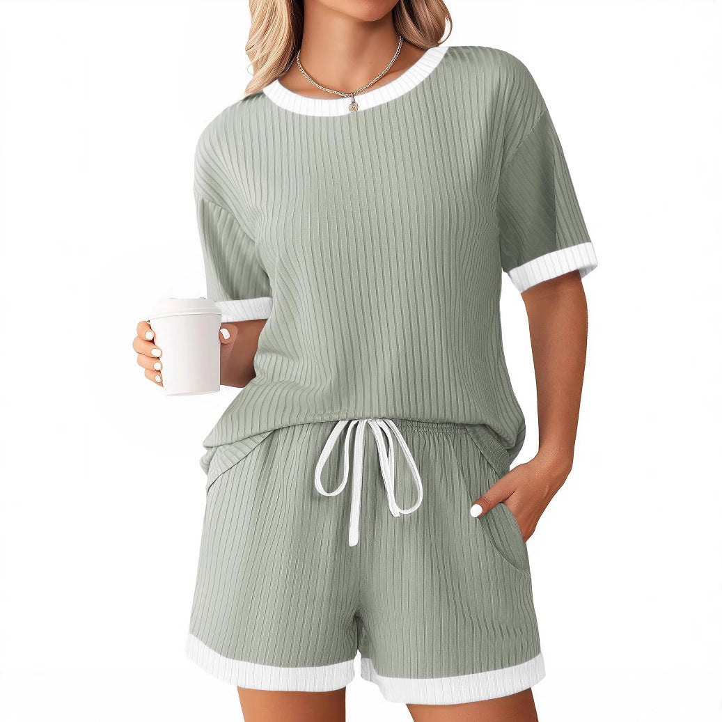 Women's Comfortable Leisure Set with Ribbed Texture and Elastic Waistband Lune London
